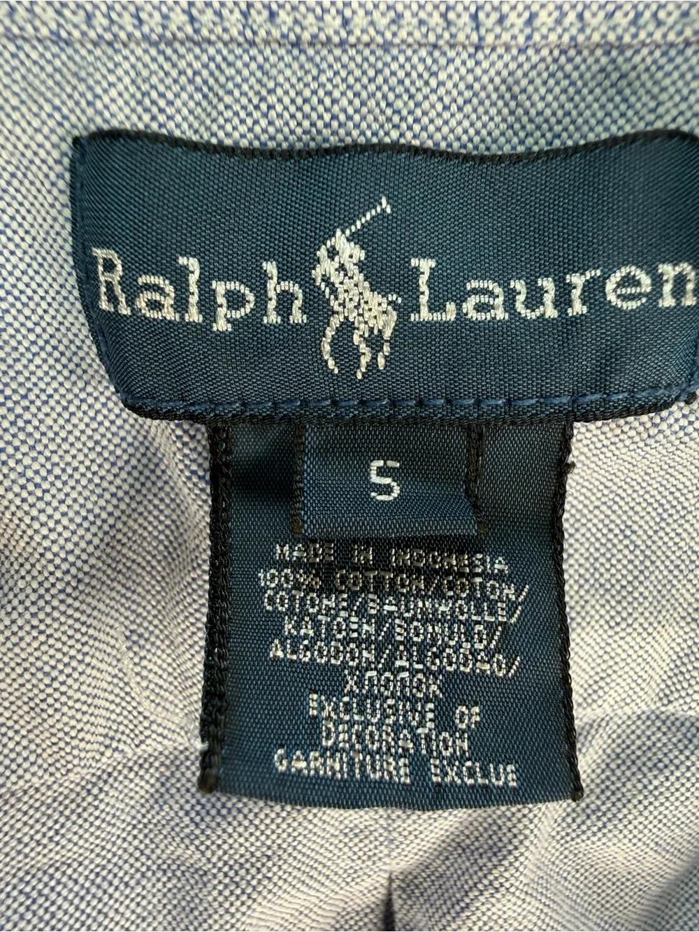 Polo Ralph Lauren Boys Blue Oxford Button Down Shirt Size 5 Pony Logo